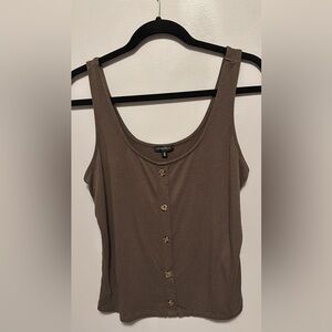 Olive Green Dynamite Tank Top with button Detail